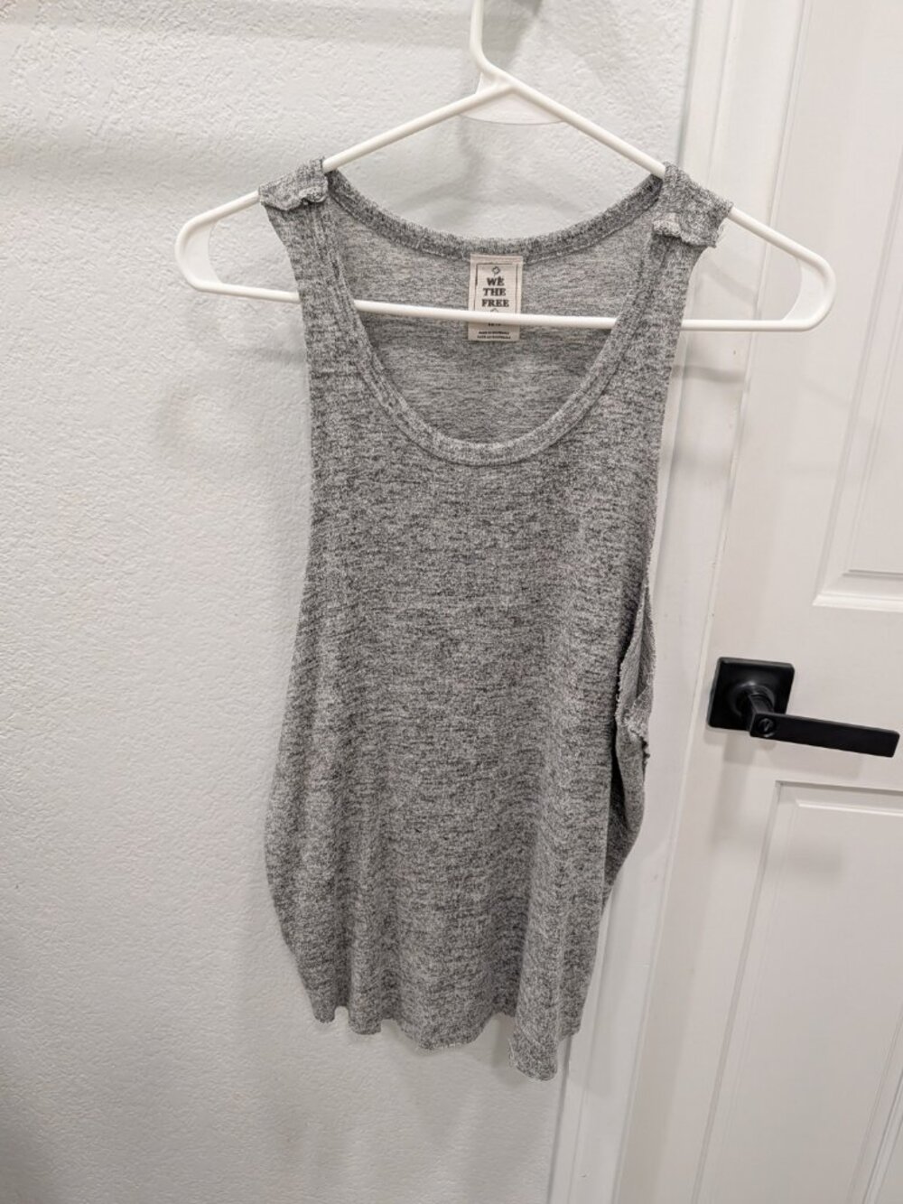 Free People We The Free Heather Gray Raw Edge Scoop Neck Relaxed Tank Top